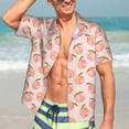 thumbnail image 7 of Teaboi Peach With Leaves for Men's Short Sleeve Hawaiian Shirt, Button Down Shirt for Beach Vacation,Medium, 7 of 7