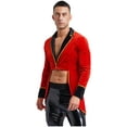thumbnail image 3 of Mufeng Men's Vintage Velvet Tailcoat Jackets Medieval Victorian Swallowtail Coat Showman Dress Up Red XXL, 3 of 7