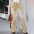 thumbnail image 2 of Ediodpoh Casual Solid Flared Pants for Women Stretchy Denim Trousers High Waist Bootcut Wear Comfortable Everyday Elastic Jeans Yellow M, 2 of 5