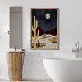 thumbnail image 3 of PixonSign Framed Canvas Print Wall Art Starlight Moon Cactus Desert Mountain Nature Wilderness Illustrations Decorative Bohemian Rustic Mid-Century Modern Desert Landscape - 16"x24" Natural, 3 of 5