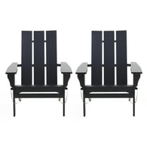Eliphaz Acacia Wood Outdoor Foldable Adirondack Chairs, Set of 2, Black