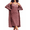 Burgundy, variant on Womens Knit Robe Set 2 Piece Nightgown with Robes Long Sleeves Lounge Sets with Pockets