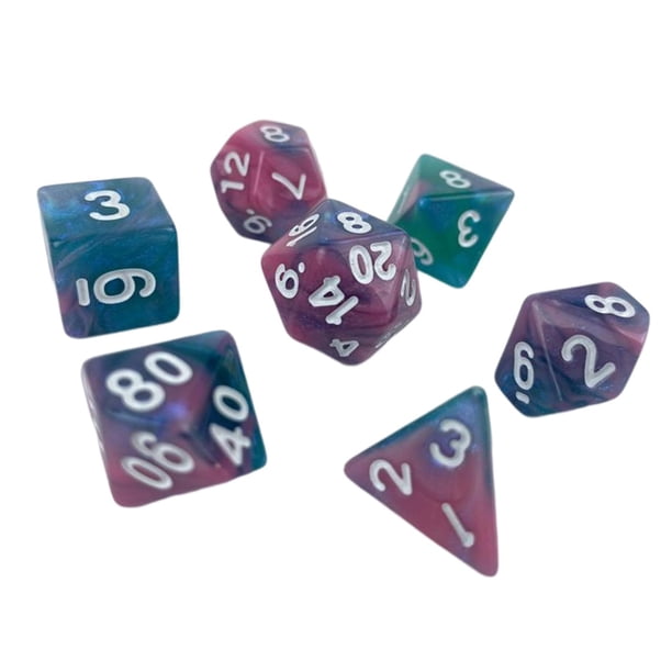 Juego de Dados poliédricos Zulema 7 piezas Estilo H acrílico