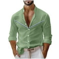 thumbnail image 2 of Yusimy Men's Long Sleeve Shirt Collar Shirt Button-Down Cardigan Solid Color Button-Front Closure Stand-Up Collar Classic Casual Style, 2 of 6