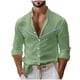 thumbnail image 2 of pstuiky camisas de manga larga para hombre, Camisa informal de manga larga con cuello alto y botones lisos para hombre salir tops l, 2 of 6