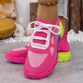 thumbnail image 4 of Rokment Color Block Running Tennis Walking Shoes for Women Comfortable Knit Lace up Athletic Workout Fitness Jogging Platform Sneakers Hot Pink Size 5.5, 4 of 7