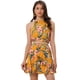 thumbnail image 1 of Conjunto de 2 piezas para mujer Allegra K con cuello halter floral sin mangas y falda corta Amarillo S, 1 of 5