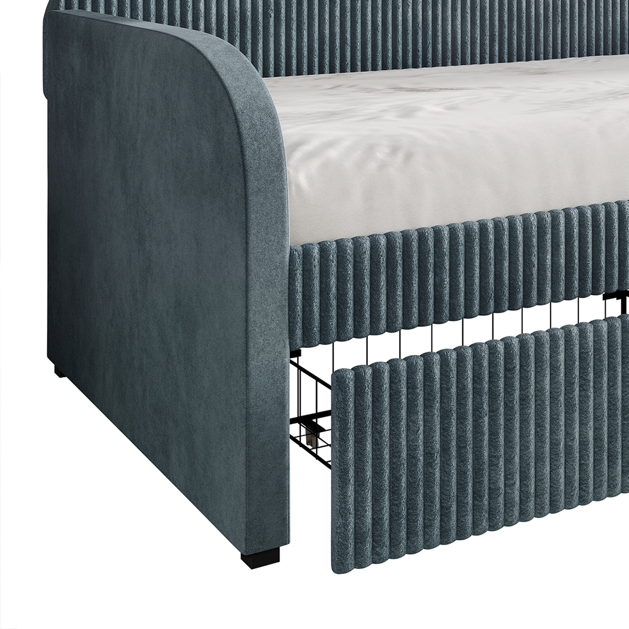 Castle Place Corduroy Luxe Twin Daybed with 2 Storage Drawers, Light Blue