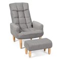 thumbnail image 1 of Costway Canapé Paresseux Fauteuil Dossier Réglable & Appui-Tête Salon W/pouf Gris, 1 of 10