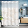 thumbnail image 6 of No Hook Starfish Coastal Shower Curtain with Snap in Liner Set, Shell Summer Beach Nautical Ocean Linen Waterproof Fabric Bathroom Curtains with See Through Top Window, Hotel Style Long 72 x 84 Inch, 6 of 9