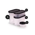 thumbnail image 3 of SOPL-OLIVEWARE Modular Storage Containers with Airtight Lid, BPA Free, For Pulses, Rice, Dal & Atta, Set of 12 (3x1800ml, 3x1200ml, 3x600ml & 3x180ml) - Black, Plastic, 3 of 5