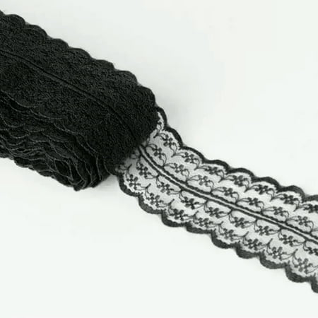 U8MO 10 Yards 45mm Sewing Embroidered Fabric Bilateral Lace Ribbon Trim lot DIY-Black-10 yard U8MO 10 Yards 45mm Sewing Embroidered Fabric Bilateral Lace Ribbon Trim lot DIY-Black-10 yard