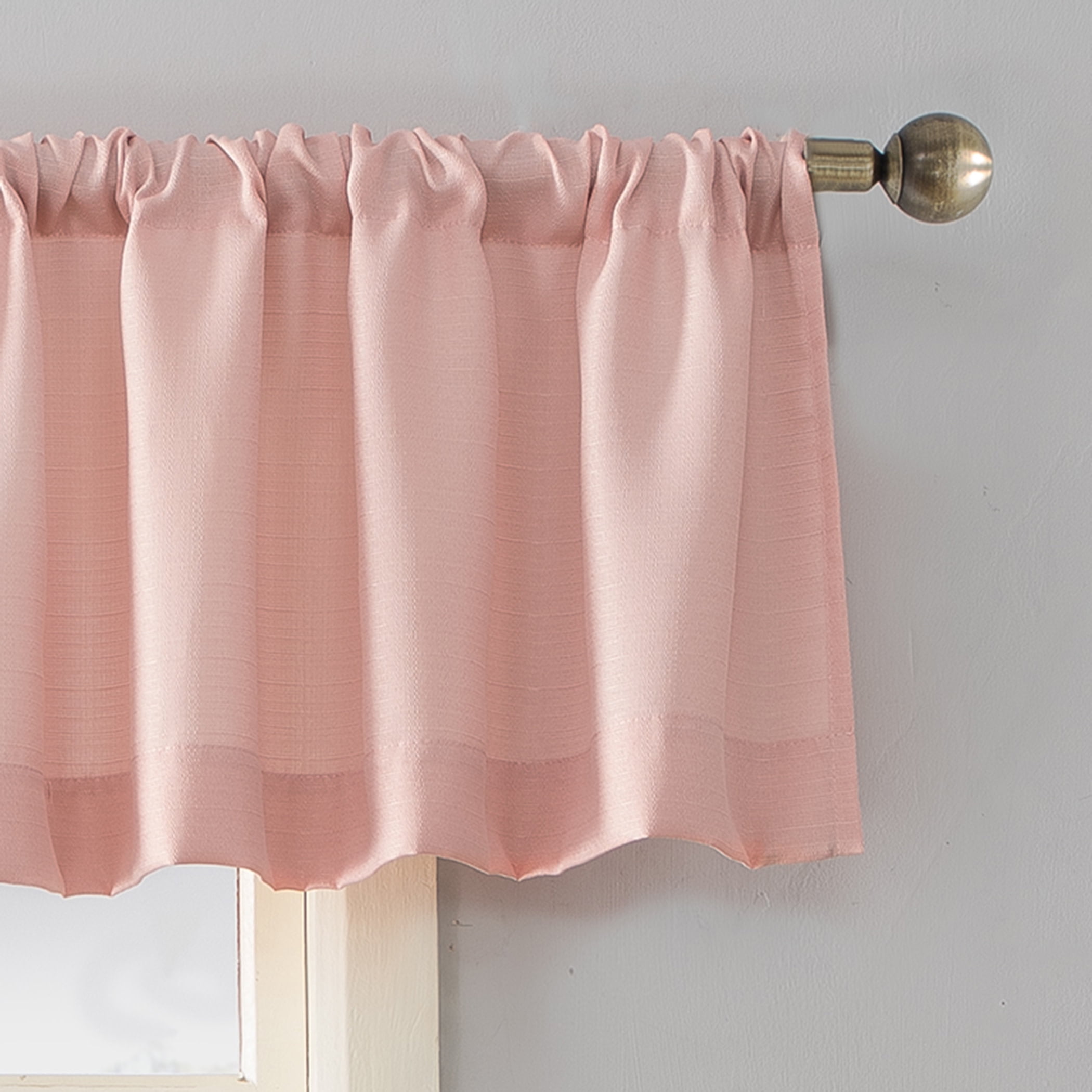 Mainstays Lauren Semi-Sheer Textured Solid Rod Pocket Curtain Valance, Blush, 56 in W x 17 in L