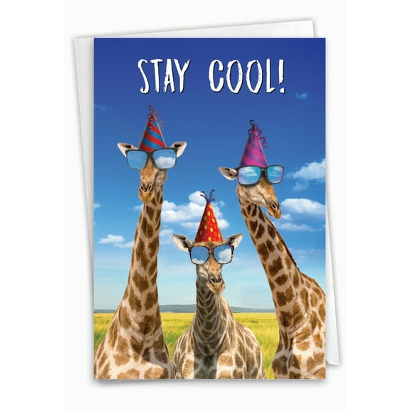 1 Funny Birthday Card with Envelope - Cool Giraffes C6335BDG