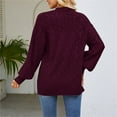 thumbnail image 4 of Fall Sweater Cardigans Trendy Crochet Knit Open Front Outerwear Coats Womens Loose Lightweight Comfy Casual Knitwear (XL, Wine), 4 of 4