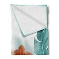 thumbnail image 2 of Tropical Soft Flannel Fleece Blanket, Exotic Orchids Blossom Leaves on Blurred Background Floral Themed Modern Art, Cozy Plush for Indoor and Outdoor Use, 70" x 90", Orange and Teal, by Ambesonne, 2 of 5