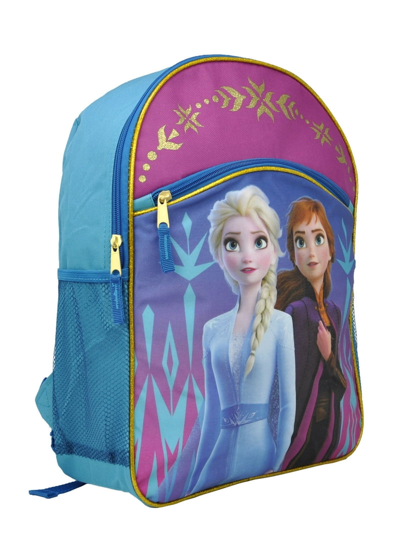 Disney Frozen II Elsa & Anna Large 16 Backpack Blue Purple