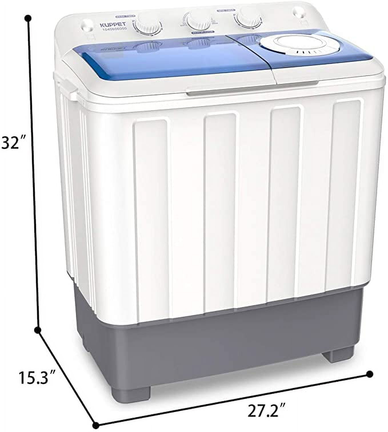KUPPET Portable Washing Machine, 17lbs Compact Twin Tub Wash&Spin Combo for  Apartment, Dorms, RVs, Camping and More, White And Brown 