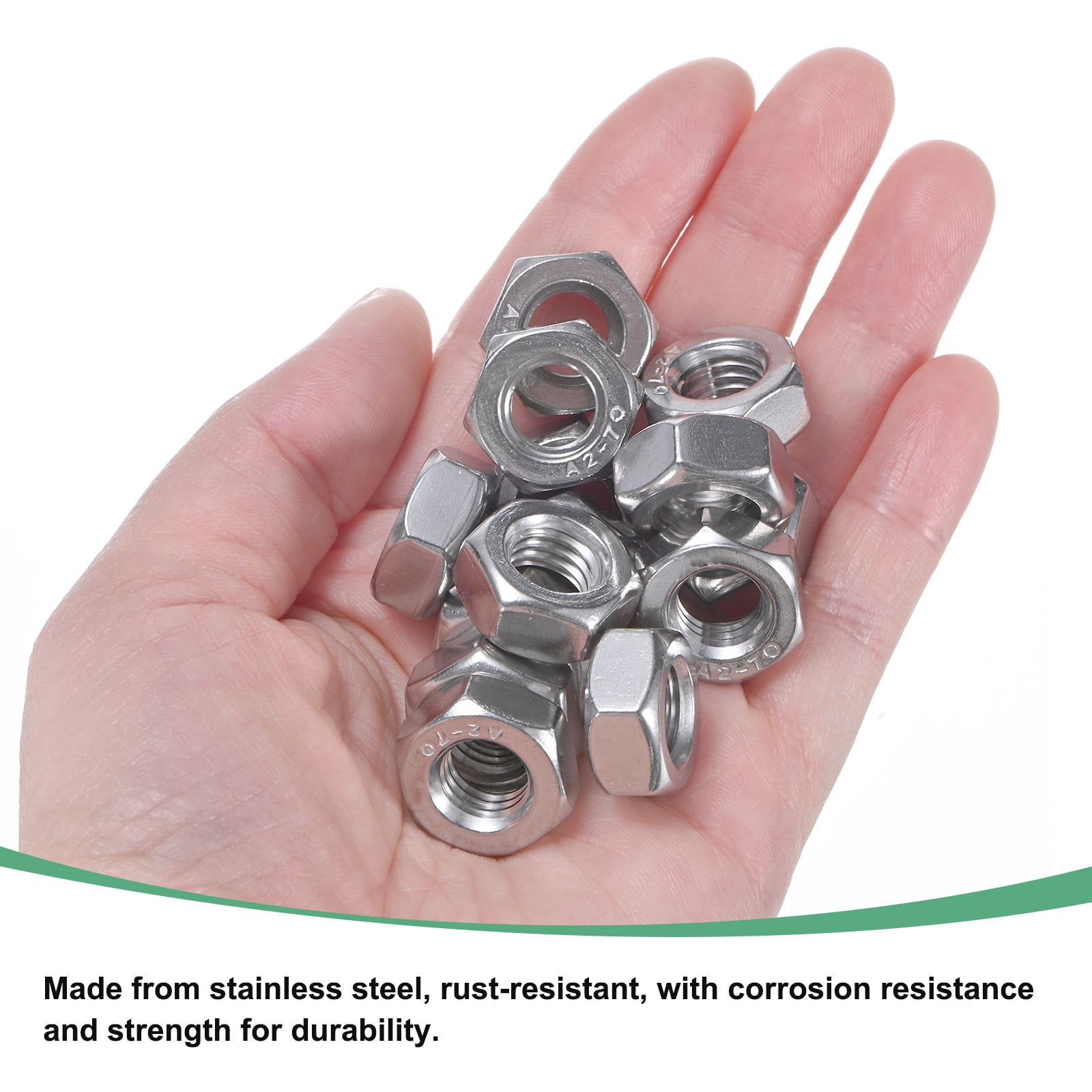 Uxcell 100 Pack Metric Hex Nuts M10 x 1.5mm Thread Stainless Steel Hexagon Nut for Machinery Automotive