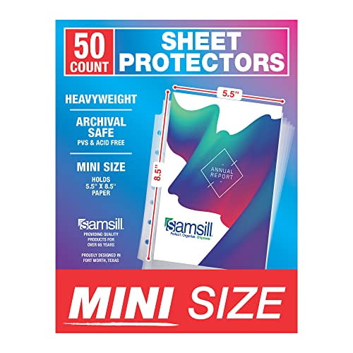 4.7 MIL Thickness Box of 200 Archival Safe/Acid Free Reinforced 3 Hole Design Holds 10+ Sheets Samsill 200 Clear Super Heavyweight Sheet Protectors Top Loading Page Protectors 