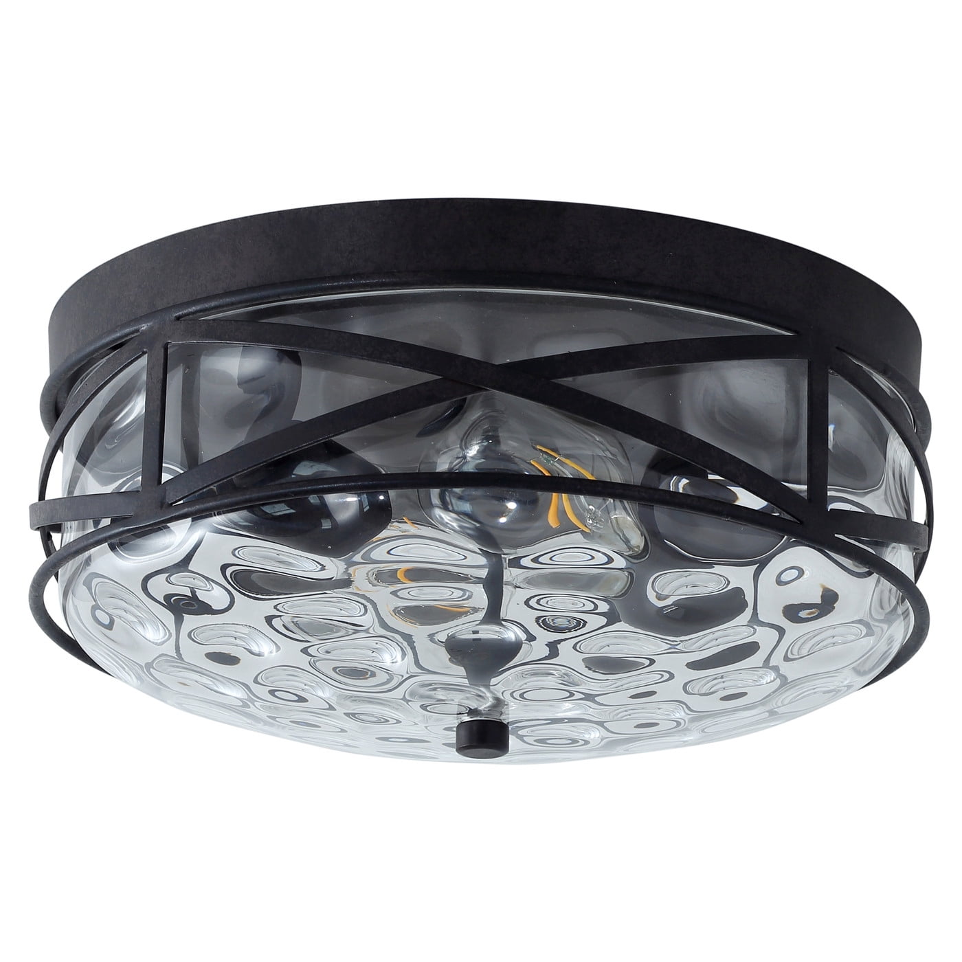 Aiwen 2 Lights Unique Drum Glass Shade Farmhouse Decorative Flush Mount Ceiling Lamp