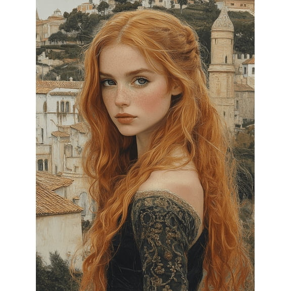 Redhead Girl Portrait Canvas Print/Wall Art, Suitable for Living Room, Bathroom, Office, and Gallery Wall Decor.