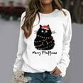 thumbnail image 2 of Arlun Christmas Crewneck Sweatshirts for Women Cute Back Cat String Lights Graphic Hoodless Pullovers Comfy Loose Long Sleeve Xmas Tops 2025 Fall Winter Outfits White2 XL, 2 of 4