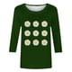 thumbnail image 4 of Tops de Cuello Redondo para las Mujeres Moda Impresa 3/4 Mangas Blusa Casual Top, Estante de Imitación, 4 of 5