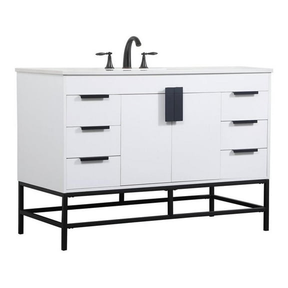 Elegant Decor Eugene 48" Aluminum MDF Single Bathroom Vanity in White