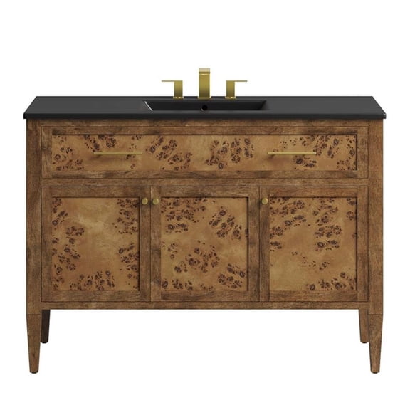 Modway Elysian 48" Single Sink Wood Bathroom Vanity in Black/Brown