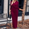thumbnail image 2 of Kaemgyyd Cocktail Dresses for Women Elegant Bodycon Belted Maxi Dresses Long Sleeved V Neck Wear to Work Dress Fall, 2 of 6