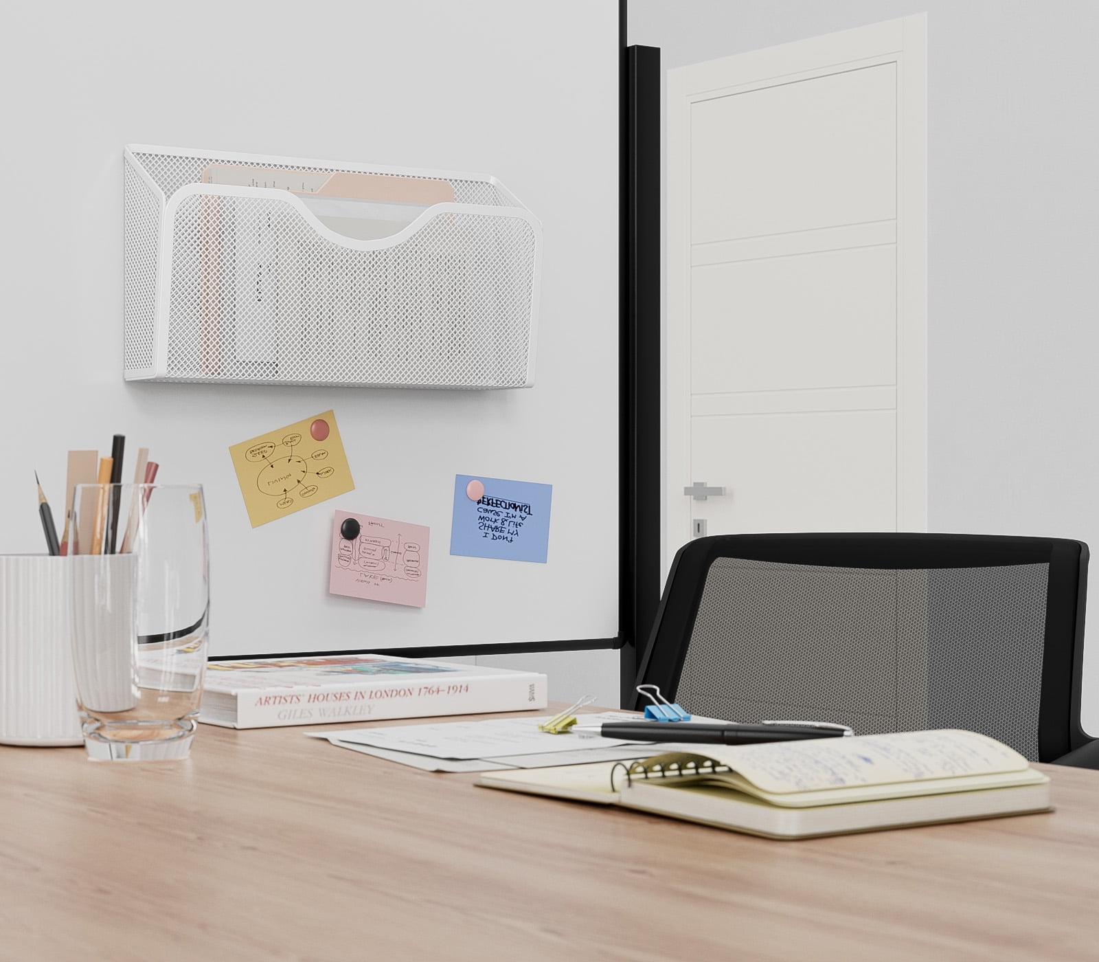 Magnetic File Holder 3PCS File Paper Mail Organizer No Drilling Magazine Paper Document Holder/Magnetic Hanging File Organizer