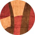 thumbnail image 1 of Ahgly Company Indoor Round Abstract Orange Modern Area Rugs, 3' Round, 1 of 4