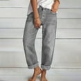 thumbnail image 2 of Women's Wide Leg Jeans Casual Loose High Waisted Stretchy Pants Button Fashion Versatile Baggy Long Trousers Gray M, 2 of 6