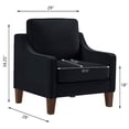 thumbnail image 5 of Sofa moderno de butaca, silla de una sola asiento para sala de estar con patas de madera, silla acolchada con veludo decorativo para sala de estar y dormitorio, negro, 5 of 5