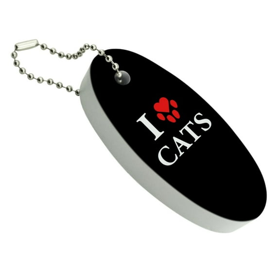 I Love Cats Heart with Paw Print Floating Foam Keychain Fishing Boat Buoy Key Float