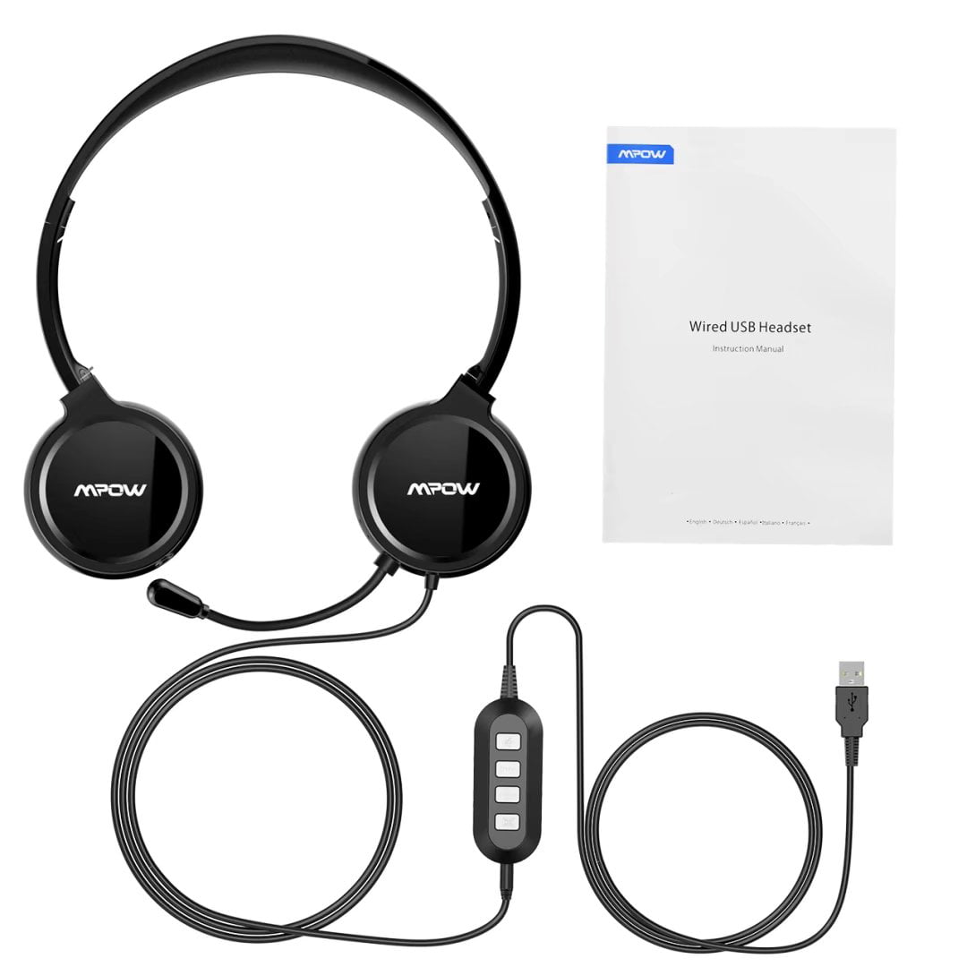 Lightweight PC Headset Wired Headphones Business Headset for Skype Webinar Mpow 071 USB Headset/3.5mm Computer Headset with Microphone Noise Cancelling Phone Call Center 