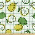 thumbnail image 2 of Ambesonne Fruit Fabric by the Yard Upholstery, Fresh Pear Slices and Leaves, 10 Yards, Green Earth Yellow White, 2 of 5