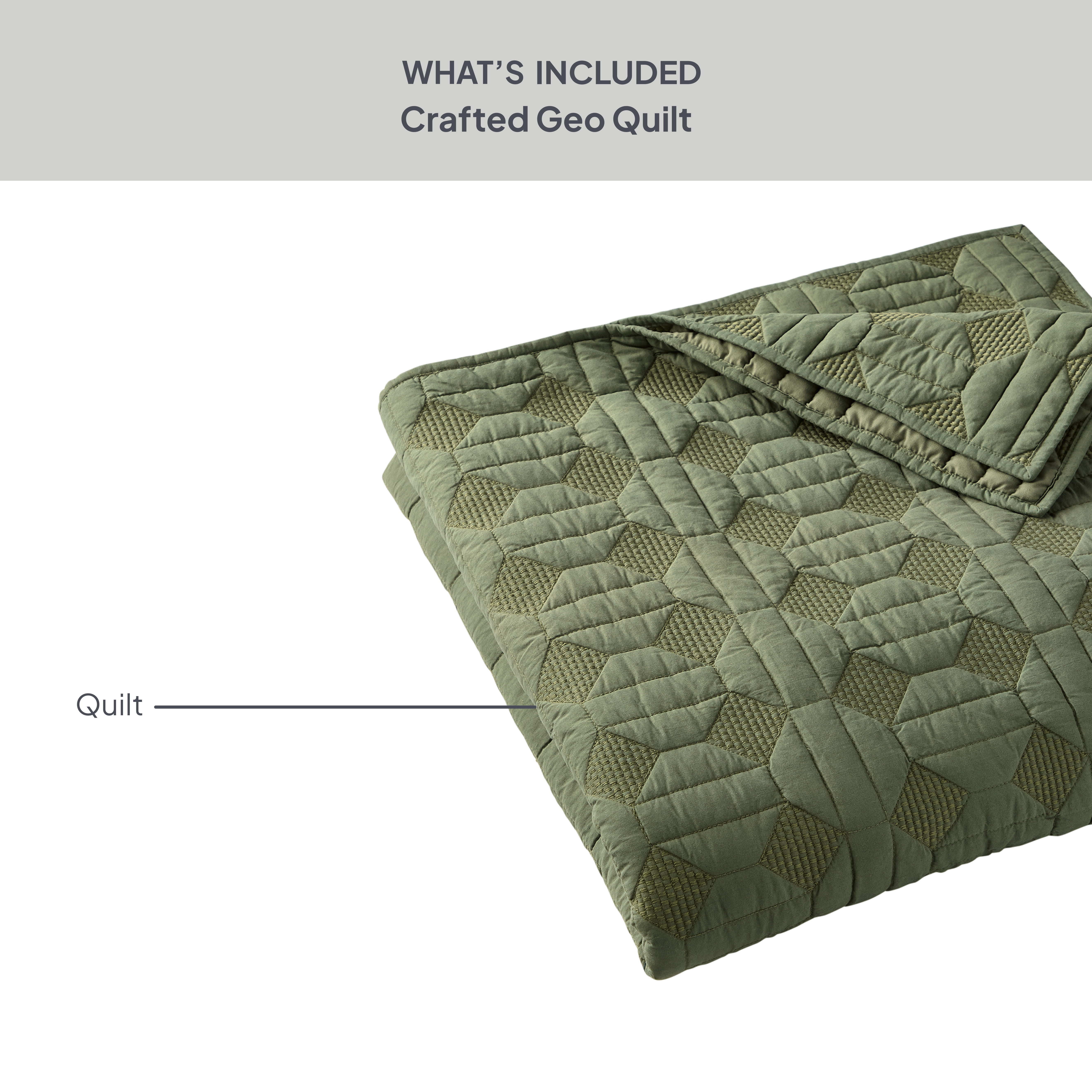 Better Homes & Gardens Crafted Geo Cotton Quilt, Dark Green, King Bedding