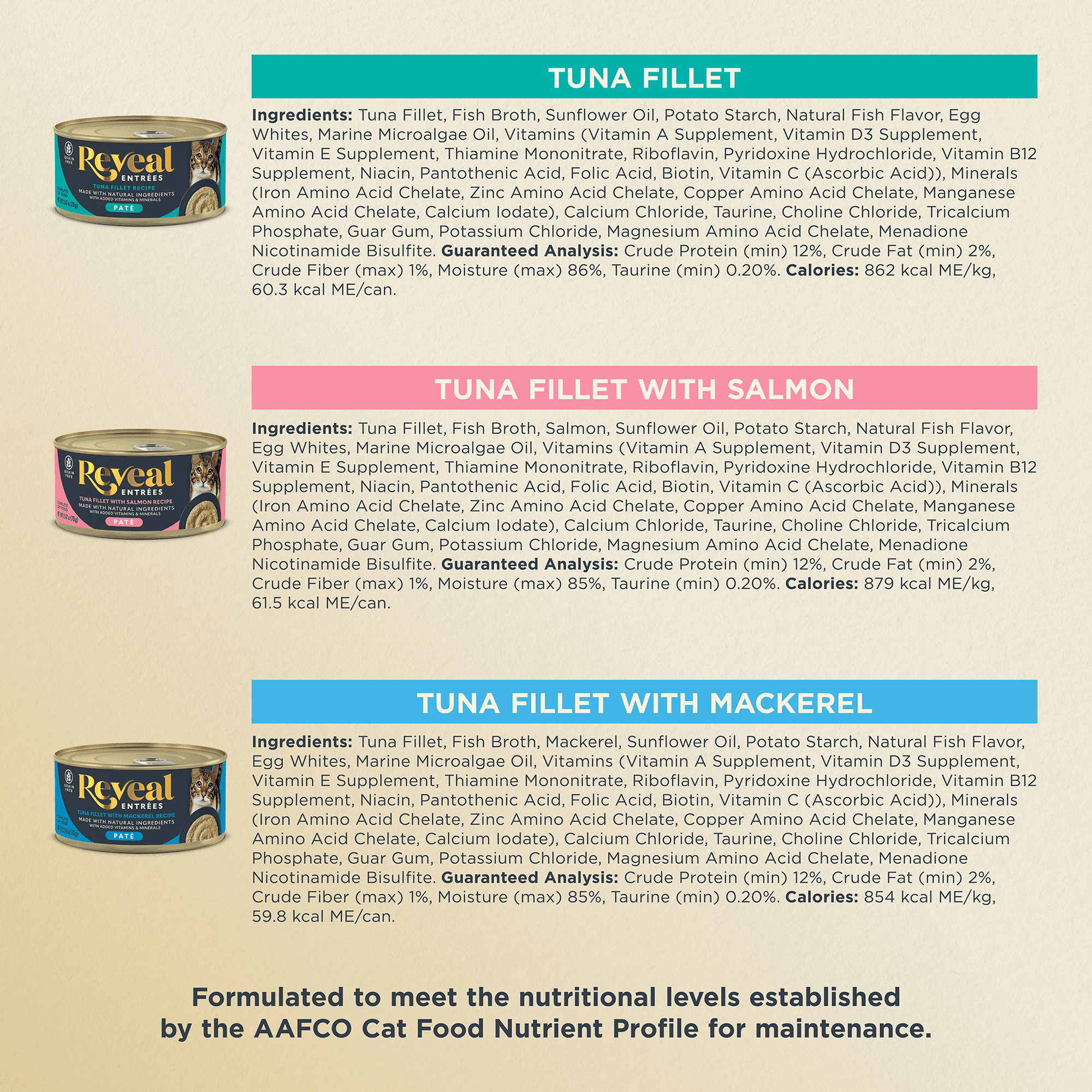 Reveal Pet Food, Natural Wet Cat Food, Fish Entree Pate Selection - product image