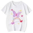 thumbnail image 4 of Zszcpp Toddler Girl Graphic Teens Active Rainbow Butterfly Printed Softable Short Sleeved Basic Round Neck Tshirts Blouse Girls Tops, 4 of 4