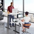 thumbnail image 3 of Gymax Dual-Motor L Shaped Standing Desk Ergonomic Sit Stand Computer Workstation Black & White, 3 of 10