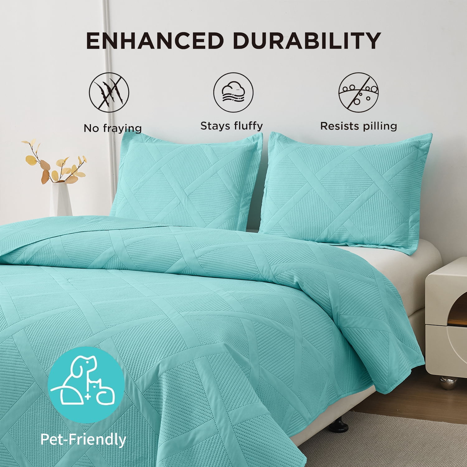 Beartech Solid Color Quilt Set Twin Size Apple Green Bedspread Coverlet Microfiber Bedding Lightweight Reversible Set,Soft Bedding for All Seasons