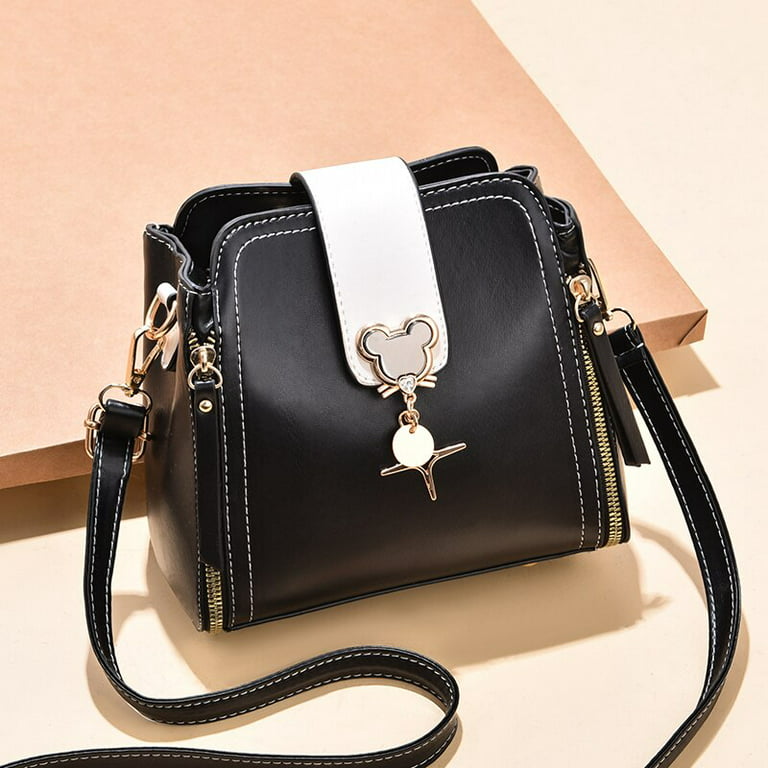 PIKADINGNIS Luxury PU Leather Female Designer Small Bucket Handbags  Crossbody Bag Lady Shoulder Bag Fashion Brand Designer Women White Bags