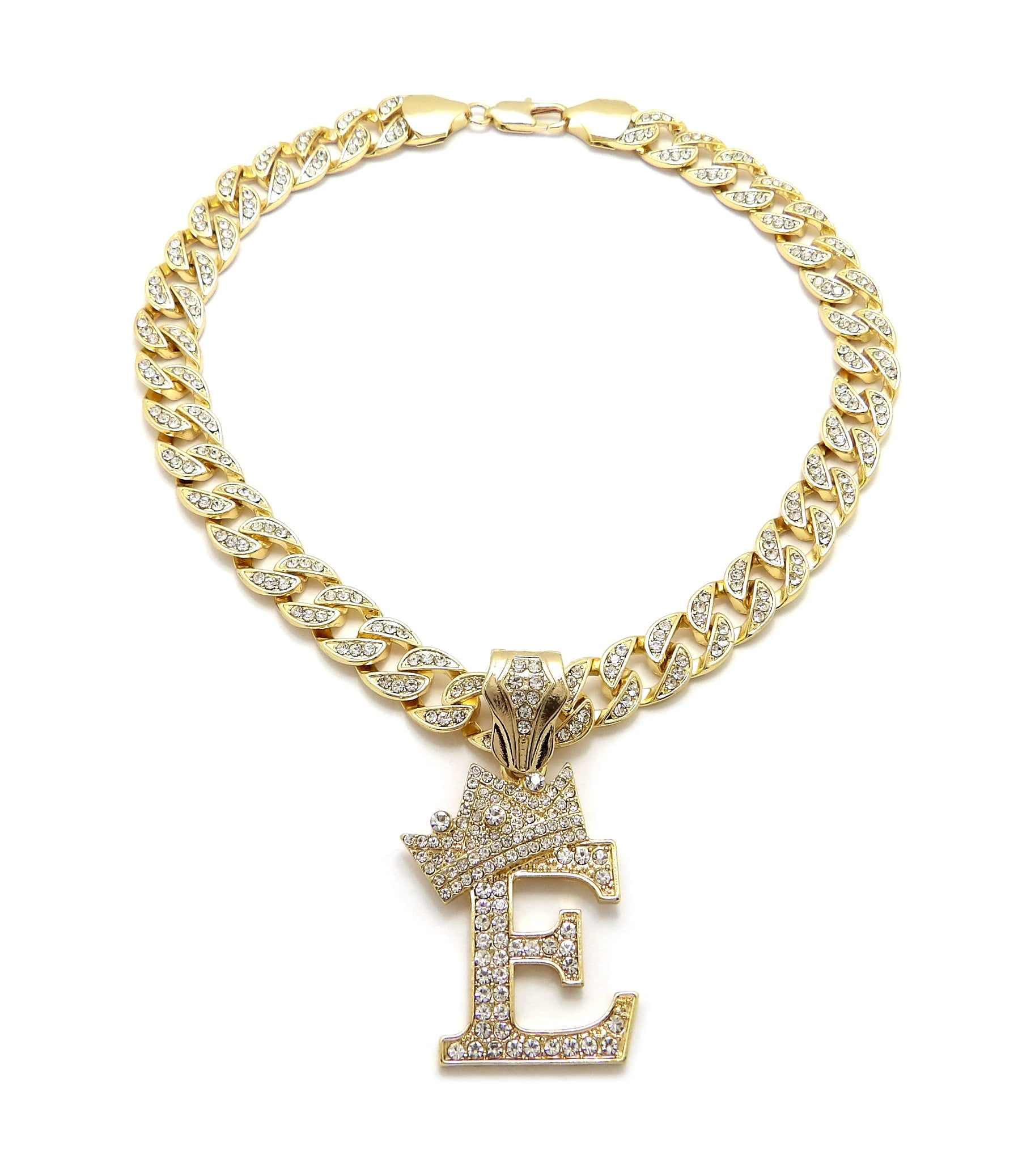 iJewelry2 Kings and Queens Crowned Initial Letter E Crystals Pendant