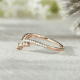 thumbnail image 3 of Marquise & Round Cut White Diamond Unique Curved Wedding Band - 14k Rose Gold Vermeil - Birthday Gift, 3 of 6
