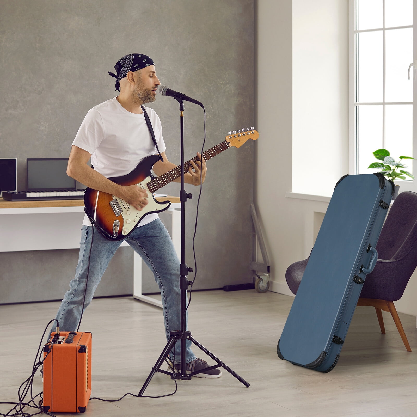 Yescom Electric Guitar Hard Case with Protective Sleeve for Stratocaster ST Tele PU Guitar Hard Case Lockable