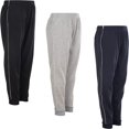 thumbnail image 1 of CHUANK Garçons Jeunes Joggeurs en Molleton Chaud Taille Élastique Pantalons de Survêtement 3 Pack, 1 of 9