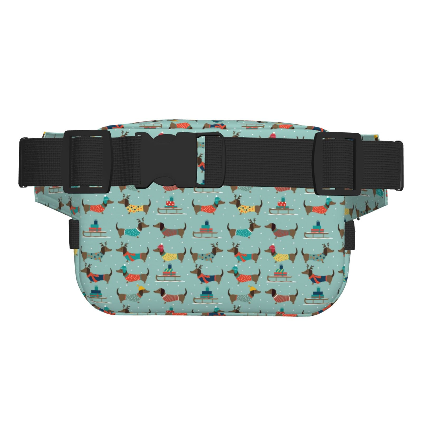 Picia Dachshund Dog Puppy Print Square Double-Layer Waist Bag Mini Adjustable Waist Belt Bag Exercise Running Travel Hiking