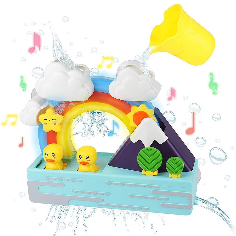 Bath Toys Bathtub Toys for Baby Kids Duck Fountain Bath Toy Shining Rainbow with Music Cup and